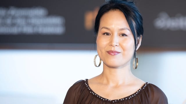 La actriz Xiaohong Zhao durante la presentación de la película china 'Her Heart Beats in Its Cage', que compite en la sección oficial del 73 Festival Internacional de Cine de San Sebastián.