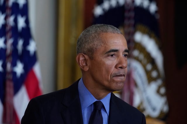 Former U.S. President Barack Obama during an event on the Affordable Care Act and lowering health care costs for families in the East Room of the White House in Washington, D.C., U.S., on Tuesday, April 5, 2022.