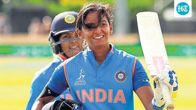 File image of India's Harmanpreet Kaur after scoring 171* against Australia in the 2017 World Cup semi-final. (Reuters)