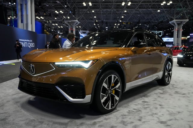 An Acura ZDX is displayed at the New York International Auto Show Press Preview, in Manhattan, New York City, U.S., March 27, 2024. REUTERS/David Dee Delgado/File Photo