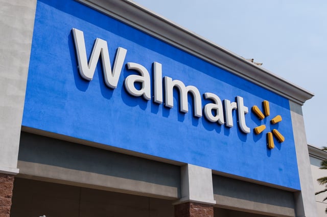 SAN DIEGO, CALIFORNIA - AUGUST 2: A Walmart logo is displayed outside one of their stores on August 2, 2025 in San Diego, California. (Photo by Kevin Carter/Getty Images)