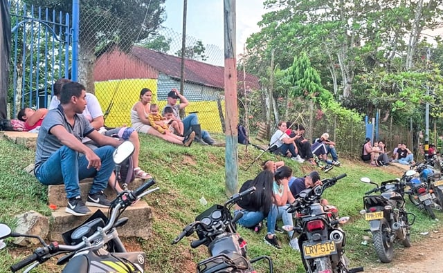 Relatives and coworkers of the trapped miners waited for news outside the La Reliquia gold mine in Segovia, Antioquia department