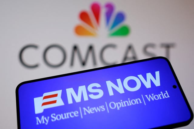 The MS NOW and Comcast logos appear in this illustration taken August 18, 2025. REUTERS/Dado Ruvic/Illustration/File Photo