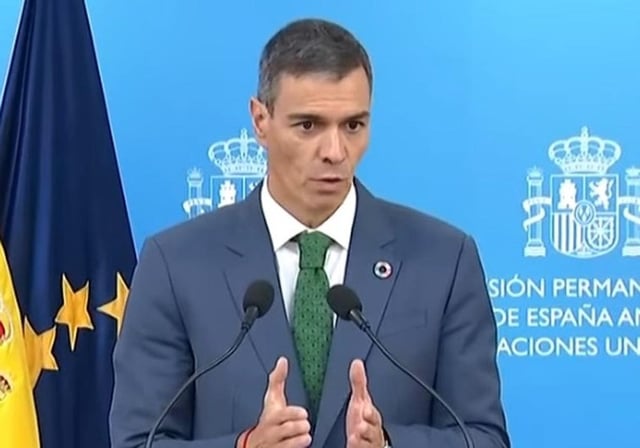 El presidente del Gobierno, Pedro Sánchez, durante la rueda de prensa