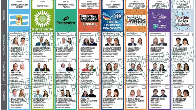 Capital, uno de los modelos de las 18 boletas únicas con las que votarán los mendocinos el 26 de octubre.