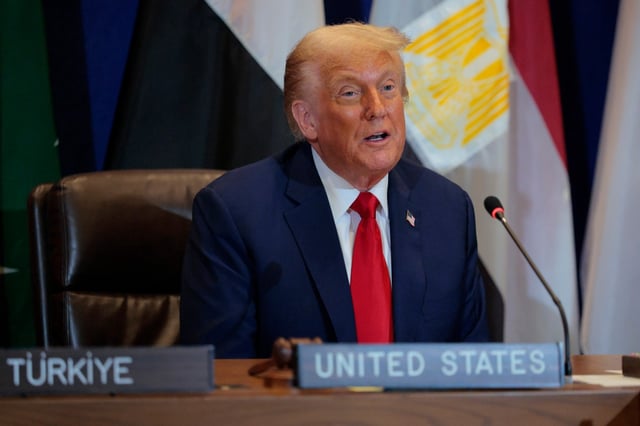 NEW YORK, NEW YORK - SEPTEMBER 23: U.S. President Donald Trump speaks during a multilateral meeting with leaders from several Arab and Muslim-majority countries at the 80th session of the UN’s General Assembly (UNGA) at the United Nations headquarters on September 23, 2025 in New York City. The leaders discussed plans for post-war governance in Gaza. World leaders convened for the 80th Session of UNGA, with this year’s theme for the annual global meeting being “Better together: 80 years and more for peace, development and human rights.” (Photo by Chip Somodevilla/Getty Images)