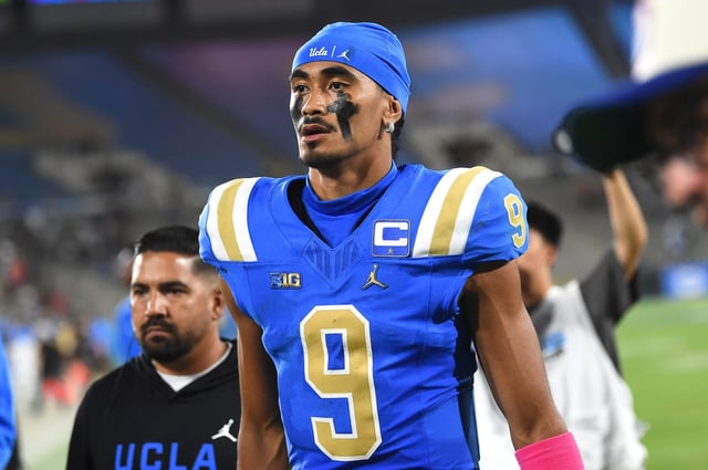 UCLA quarterback Nico Iamaleava leaves the field after the Bruins were beat by Utah 43-10 in their season opener Aug. 30, 2025, at the Rose Bowl. (Photo by Andy Holzman, Contributing Photographer)