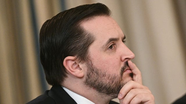 Deputy Chief of Staff Taylor Budowich during a meeting at the White House in June. Photo: Brendan Smialowski/AFP via Getty Images