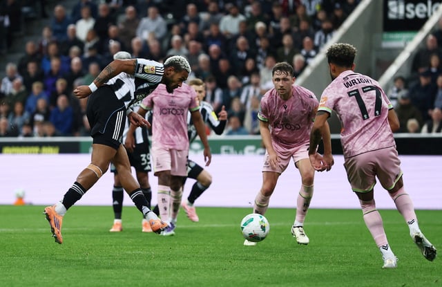 Soccer Football - Carabao Cup - Third Round - Newcastle United v Bradford City - St James' Park, Newcastle, Britain - September 24, 2025 Newcastle United's Joelinton scores their third goal Action Images via Reuters/Lee Smith