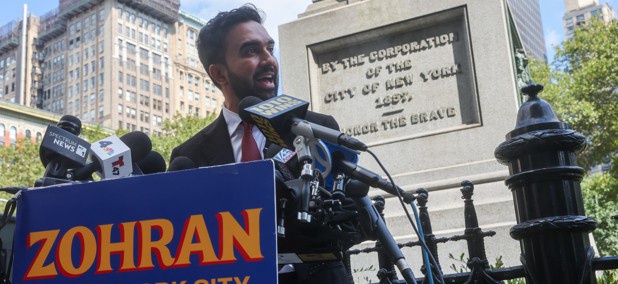 Zohran Mamdani speaks at a press conference on Sept. 3, 2025.