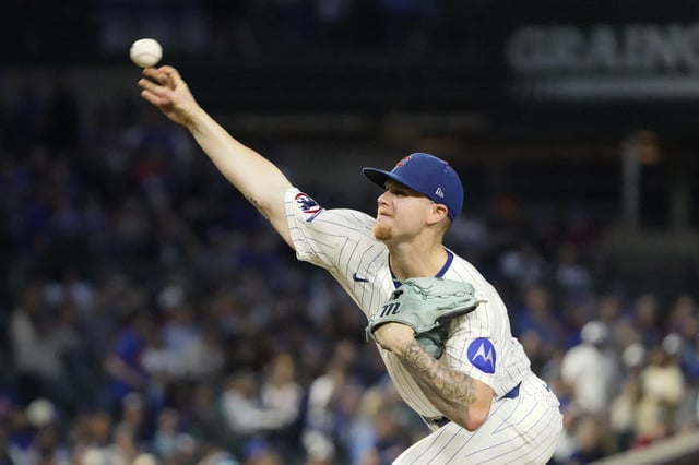 Sep 23, 2025; Chicago, Illinois, USA; Chicago Cubs pitcher Cade Horton (22) throws against the New York Mets during the first inning at Wrigley Field. Mandatory Credit: David Banks-Imagn Images/File Photo
