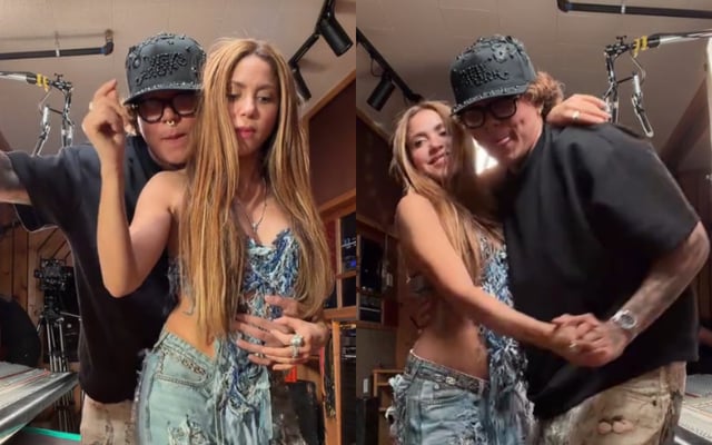 El cantante sujetaba por la cintura a Shakira mientras bailaban al ritmo de "Currucuchu", un clásico del Carnaval de Barranquilla | Foto: TikTok (Captura) / Composición EC