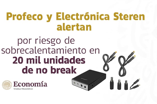 Alerta por riesgo de quemaduras: Profeco y Steren piden suspender uso de 20 mil no break defectuosos vendidos desde 2024. / PROFECO. - Imagen ilustrativa hecha con IA (copilot).