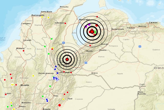 MENE GRANDE, ZULIA (VENEZUELA), 24/09/2025.- Epicentro del sismo de magnitud 6.3 registrado la noche del 24 de septiembre en el occidente de Venezuela, percibido en Zulia y en varias ciudades de Colombia; autoridades monitorean posibles réplicas. Foto de sgc.gov.co