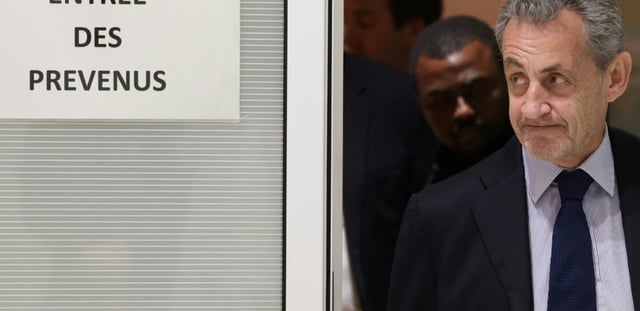 Nicolas Sarkozy au tribunal à Paris lors de son procès pour financement illégal de campagne, le 27 mars 2025
