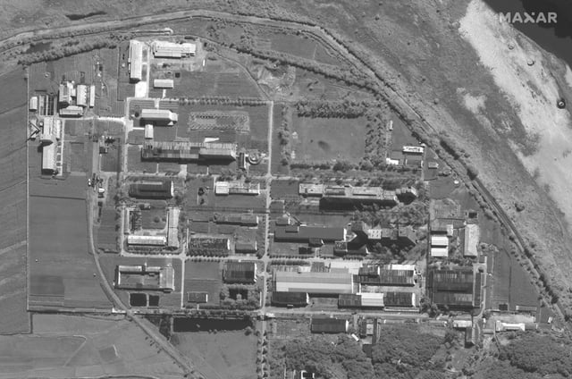Image satellite publiée par Maxar Technologies montrant une installation de traitement du complexe de recherche nucléaire de Yongbyon, le 1er septembre 2021 en Corée du Nord