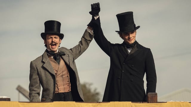 (L-R) Anthony Boyle as Arthur Guinness and Louis Partridge as Edward Guinness in "House of Guinness"