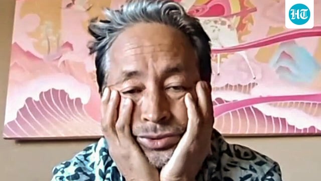 Climate Activist Sonam Wangchuk speaks after protests erupted regarding the demand to advance the proposed talks with the Centre on extension of Sixth Schedule as well as statehood to Ladakh, Wednesday. 