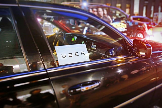 Uber car service on the streets of New York.