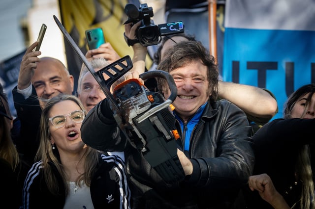 President Javier Milei at a rally in 2023.