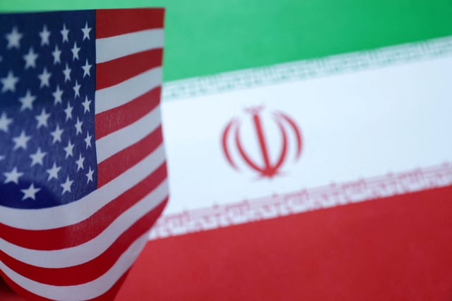 U.S. and Iran flags are seen in this illustration created on June 18, 2025. REUTERS/Dado Ruvic/Illustration/File Photo