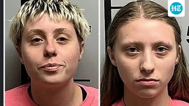 Kaylee (R) and Kerri Rollo (L), arrested for defacing a Charlie Kirk memorial