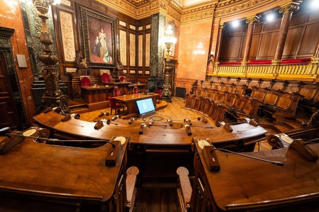 La sala de plenos del Ayuntamiento de Barcelona.