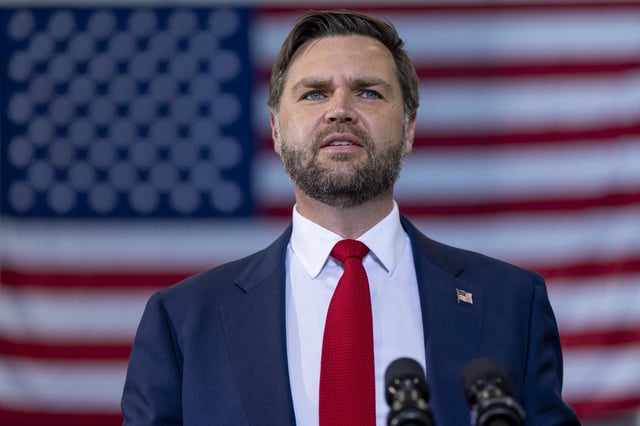 Vice President JD Vance speaks at ConcordPadgett Regional Airport in Concord, North Carolina, on September 24, 2025.