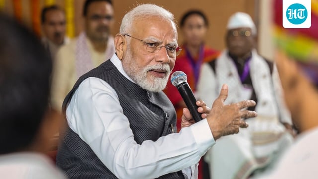 Prime Minister Narendra Modi, during an interaction with the beneficiaries of the PM-KUSUM scheme, in Banswara.