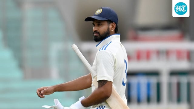 Shreyas Iyer, captain of India A, goes back to the pavilion after being lbw by Rocchiccioli of Australia A