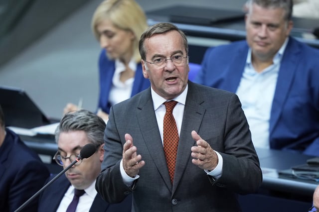 German Defence Minister Boris Pistorius answers questions of lawmakers during a meeting of the German federal parliament, Bundestag, at the Reichstag building in Berlin, Germany, Wednesday, Sept. 10, 2025. (AP Photo/Ebrahim Noroozi)