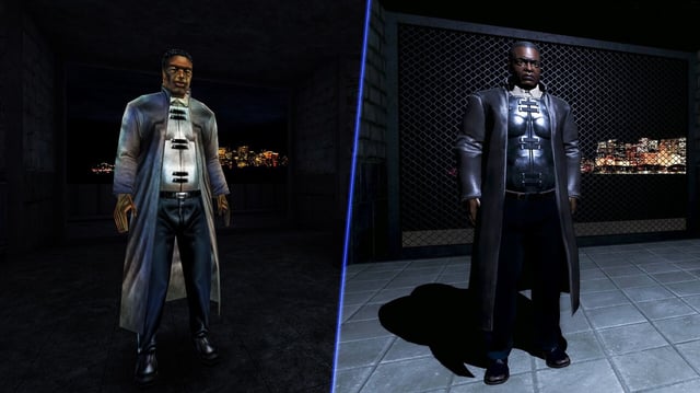 A comparison of the NSF terrorist leader from Deus Ex's Liberty Island level: the old model on the left and the new on the right.