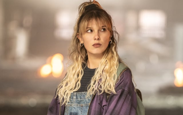 The Electric State. Millie Bobby Brown as Michelle in The Electric State. Cr. Paul Abell/Netflix ©2025