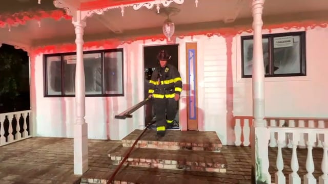 Crews clean up after a house fire in Brentwood. (Sept. 25, 2025)