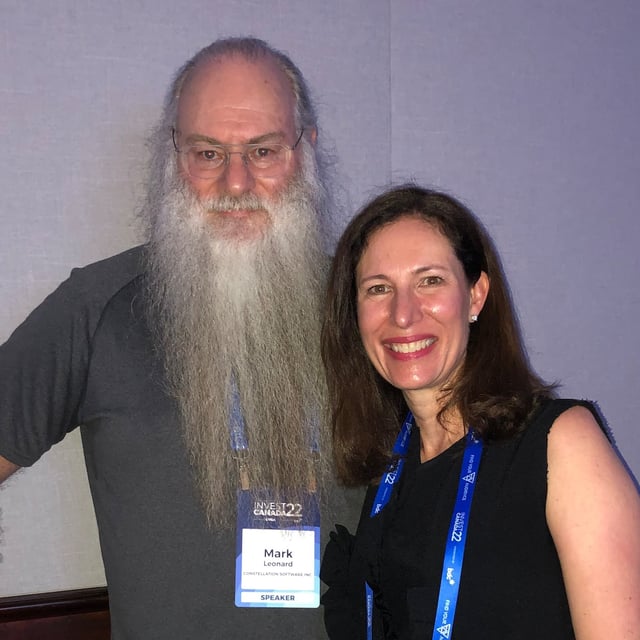 Lisa Melchior, managing partner and founder of Vertu Capital, Canada’s first private equity firm founded by a woman, right, is pictured with Mark Leonard, CEO of Constellation Software, at the 2022 Canadian Venture Capital and Private Equity Association’s annual conference in Ottawa.