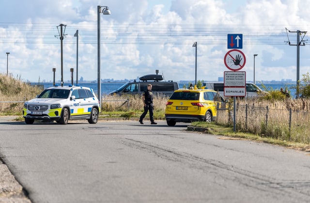 Danish police and Danish Security and Intelligence Service (PET) are present at DSB on Kystvejen by Copenhagen Airport, Tuesday, Sept. 23, 2025, after drones flew over Copenhagen Airport on Monday evening and the airspace was closed for four hours. 
