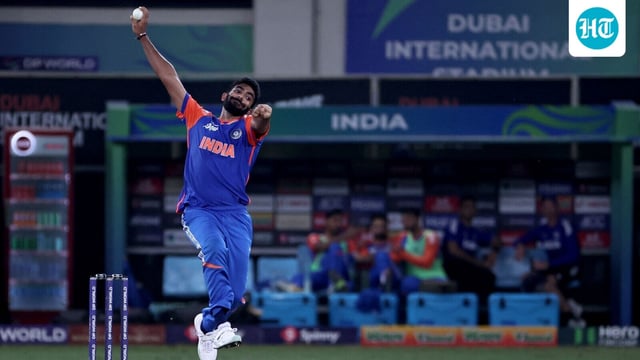 India's Jasprit Bumrah bowls during the Asia Cup 2025 Super Four Twenty20 international cricket match between India and Pakistan at the Dubai International Stadium in Dubai on September 21, 2025. (Photo by Fadel SENNA / AFP)