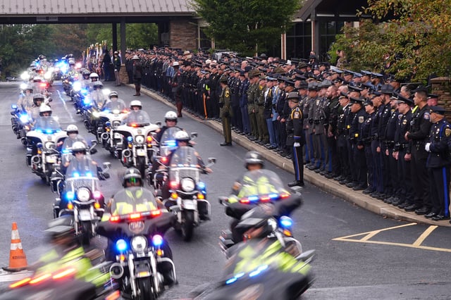 Police Gather for the Funeral of 3 Pennsylvania Detectives Ambushed by Gunman