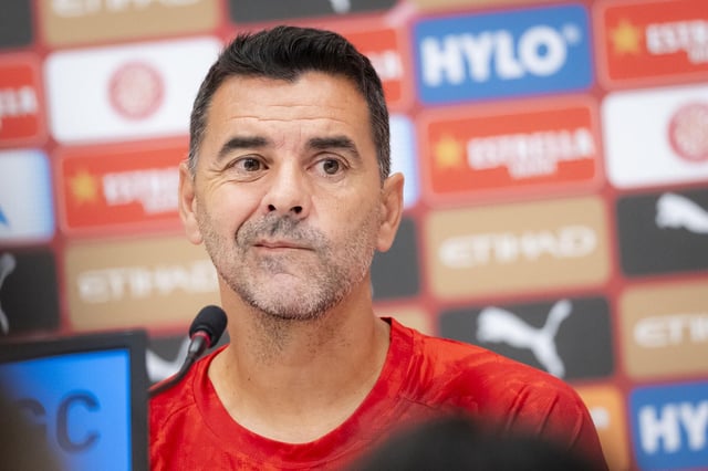 Míchel Sánchez, en la sala de prensa de Montilivi.