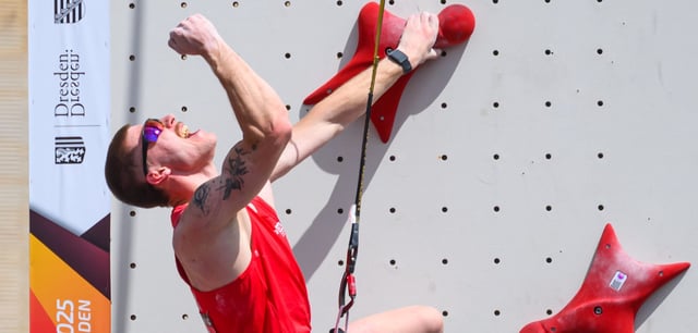Leander Carmanns jubelt nach seinem Sieg im Finale der deutschen Meisterschaften – nun darf er sich auch über eine WM-Medaille freuen