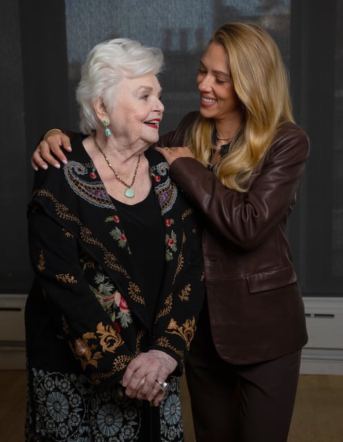 "We have a lot in common," June Squibb, left, says of new friend Scarlett Johansson.