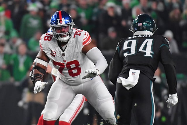 New York Giants offensive tackle Andrew Thomas (78) against the Philadelphia Eagles at Lincoln Financial Field. Mandatory Credit: Eric Hartline-USA TODAY Sports