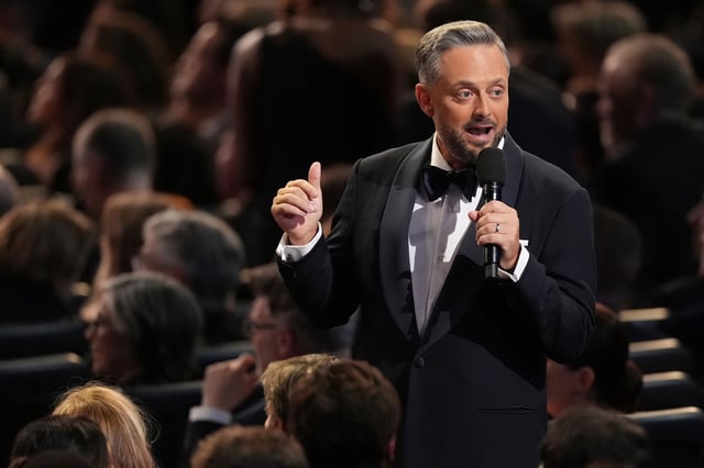 Nate Bargatze speaks during the 77th Primetime Emmy Awards on Sunday, Sept. 14.