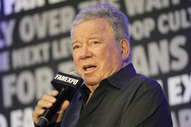 William Shatner speaks at the Comic-Con Fan Expo at the Donald E. Stephens Convention Center on Saturday, Aug. 17, 2024, in Rosemont, Ill. (Photo by Rob Grabowski/Invision/AP)
