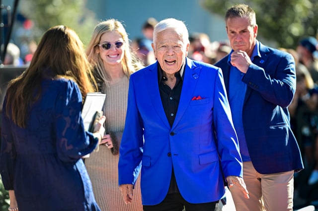 FOXBOROUGH, MASSACHUSETTS - SEPTEMBER 20: Robert Kraft looks on during the 2025 Hall of Fame induction ceremony at Gillette Stadium on September 20, 2025 in Foxborough, Massachusetts.