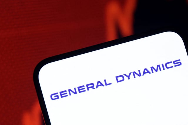 General Dynamics logo and a rising stock graph are seen in this illustration taken July 26, 2025. REUTERS/Dado Ruvic/Illustration/File Photo