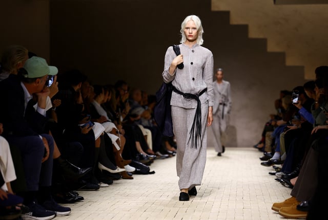 A model presents a creation from the Emporio Armani Spring/Summer 2026 collection during Milan Fashion Week, in Milan, Italy, September 25, 2025. REUTERS/Yara Nardi
