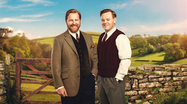 Samuel West as Siegfried and Callum Woodhouse as Tristan Farnon in All Creatures Great and Small