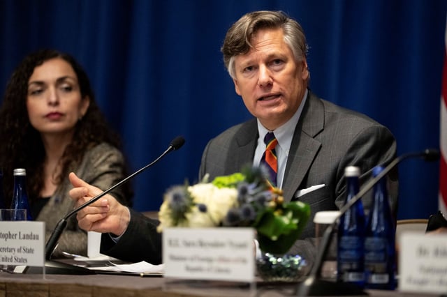 U.S. Deputy Secretary of State Christopher Landau speaks during Global Refugee Asylum System meeting, in New York City, U.S., September 25, 2025. Yuki Iwamura/Pool via REUTERS