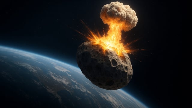 asteroid being nuked in space